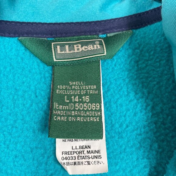 L.L.Bean Womens Full-Zip Turquoise Fleece Jacket Size L 14-16 Lightweight Warm O - Picture 5 of 10